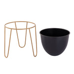 Black Metal Table Planter With Stand For Indoor Plants And Flowers