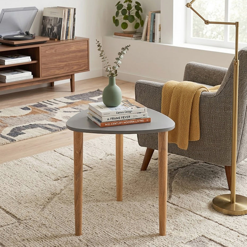 Avira Wooden Side Table, Medium - Grey