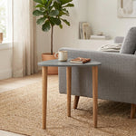 Avira Wooden Side Table, Medium - Grey