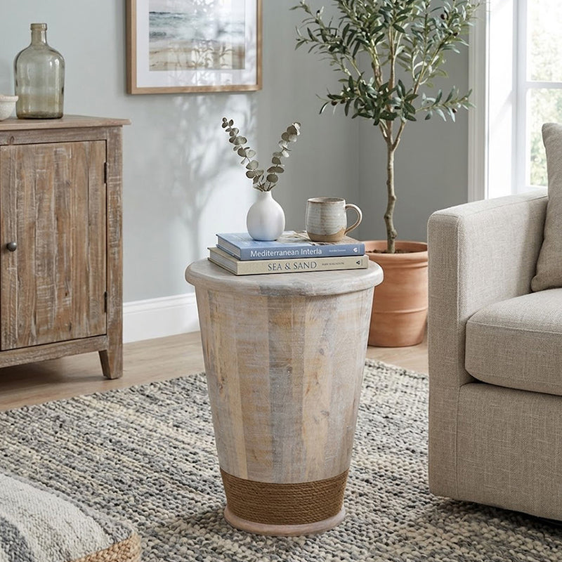 Elmor Wooden Side Table - Off White
