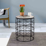 Iron Side Table with wooden Top For Home, Kitchen, Living Room And Office