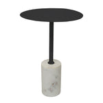 Emmy Metal Side Table With Marble Base  - Black