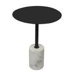 Emmy Metal Side Table With Marble Base  - Black