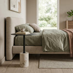 Emmy Metal Side Table With Marble Base  - Black