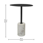 Emmy Metal Side Table With Marble Base  - Black