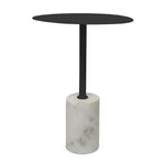 Emmy Metal Side Table With Marble Base  - Black