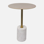 Emmy Metal Side Table With Marble Base - Gold