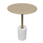 Emmy Metal Side Table With Marble Base - Gold