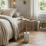Emmy Metal Side Table With Marble Base - Gold