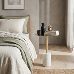 Emmy Metal Side Table With Marble Base - Gold