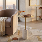 Emmy Metal Side Table With Marble Base - Gold
