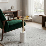 Emmy Metal Side Table With Marble Base - Gold