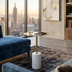 Emmy Metal Side Table With Marble Base - Gold