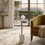 Emmy Metal Side Table With Marble Base - Gold