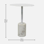 Emmy Metal Side Table With Marble Base - White