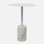 Emmy Metal Side Table With Marble Base - White