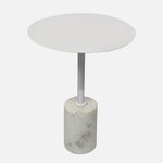 Emmy Metal Side Table With Marble Base - White