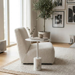 Emmy Metal Side Table With Marble Base - White