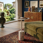 Emmy Metal Side Table With Marble Base - White