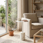 Emmy Metal Side Table With Marble Base - White