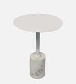 Emmy Metal & Marble Round Side Table For Indoor, Outdoor, Home And Office