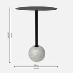 Emmy Metal Side Table With Round Marble Base - Black