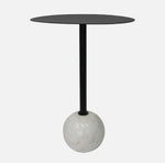 Emmy Metal Side Table With Round Marble Base - Black