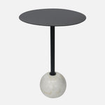Emmy Metal Side Table With Round Marble Base - Black
