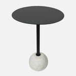 Emmy Metal Side Table With Round Marble Base - Black