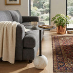 Emmy Metal Side Table With Round Marble Base - Black