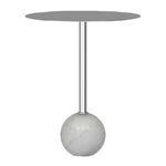 Emmy Metal Side Table With Round Marble Base - Silver