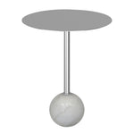 Emmy Metal Side Table With Round Marble Base - Silver