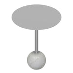 Emmy Metal Side Table With Round Marble Base - Silver