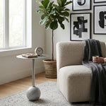 Emmy Metal Side Table With Round Marble Base - Silver