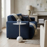 Emmy Metal Side Table With Round Marble Base - Silver