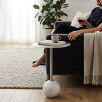 Emmy Metal Side Table With Round Marble Base - Silver
