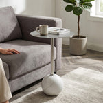 Emmy Metal Side Table With Round Marble Base - Silver