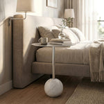 Emmy Metal Side Table With Round Marble Base - Silver