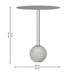 Emmy Metal Side Table With Round Marble Base - Silver