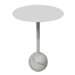 Emmy Metal Side Table With Round Marble Base - White