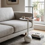 Emmy Metal Side Table With Round Marble Base - White