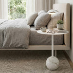 Emmy Metal Side Table With Round Marble Base - White