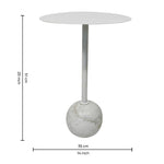 Emmy Metal Side Table With Round Marble Base - White