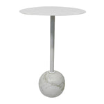 Emmy Metal Side Table With Round Marble Base - White