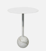 Stylish Metal & Marble Round Side Table For Indoor, Outdoor, Home And Office