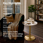 Ally Metal Side Table With Marble Top - Gold