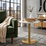 Ally Metal Side Table With Marble Top - Gold
