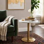 Ally Metal Side Table With Marble Top - Gold