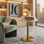 Ally Metal Side Table With Marble Top - Gold