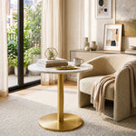 Ally Metal Side Table With Marble Top - Gold